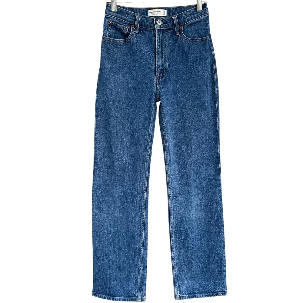 Abercrombie & Fitch 90s Relaxed Jeans Womens 24/00 High Rise Medium Wash Blue